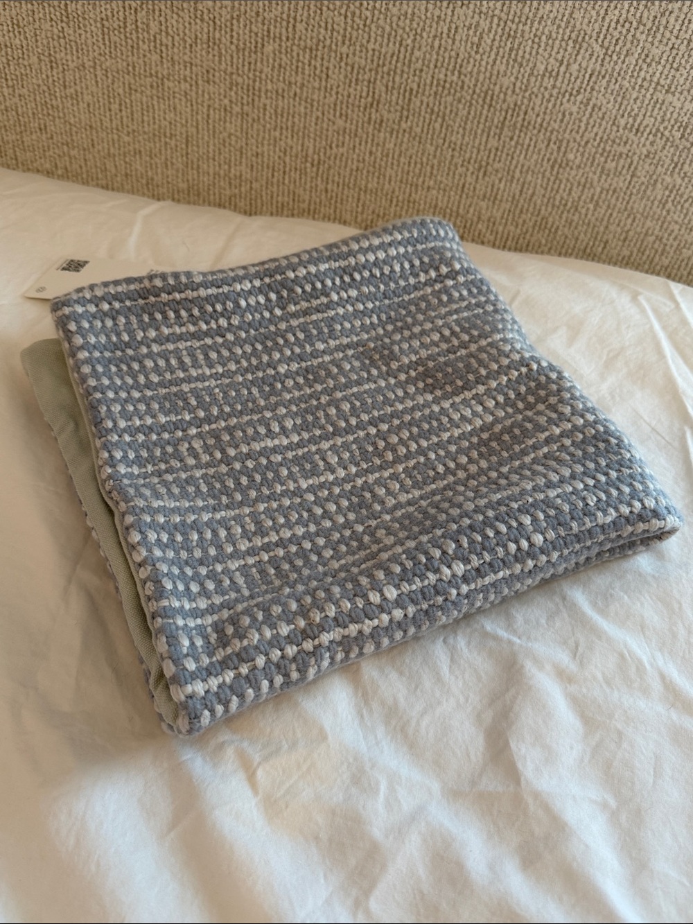 Quince Wool Linen Textured Pillow Cover Blue and White